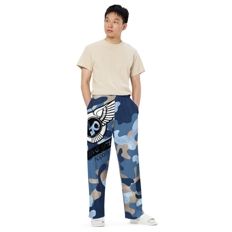 Lion Of Judah Black Logo Graphic Design Camo V.3 Unisex Wide-Leg Pants