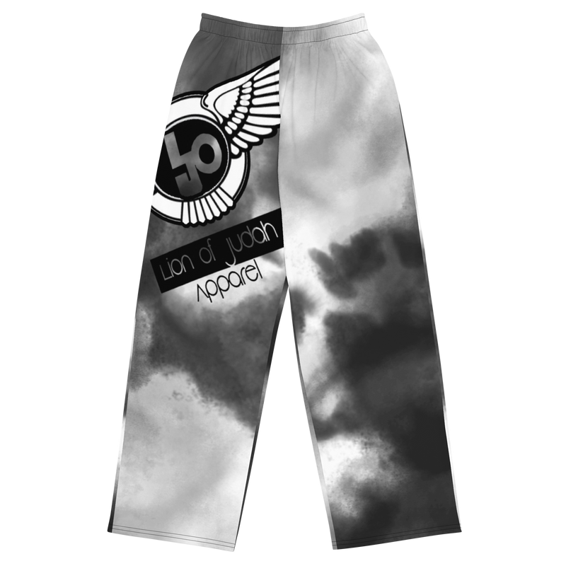 Lion Of Judah Black Logo Black & Grey Graphic Design unisex wide-leg pants