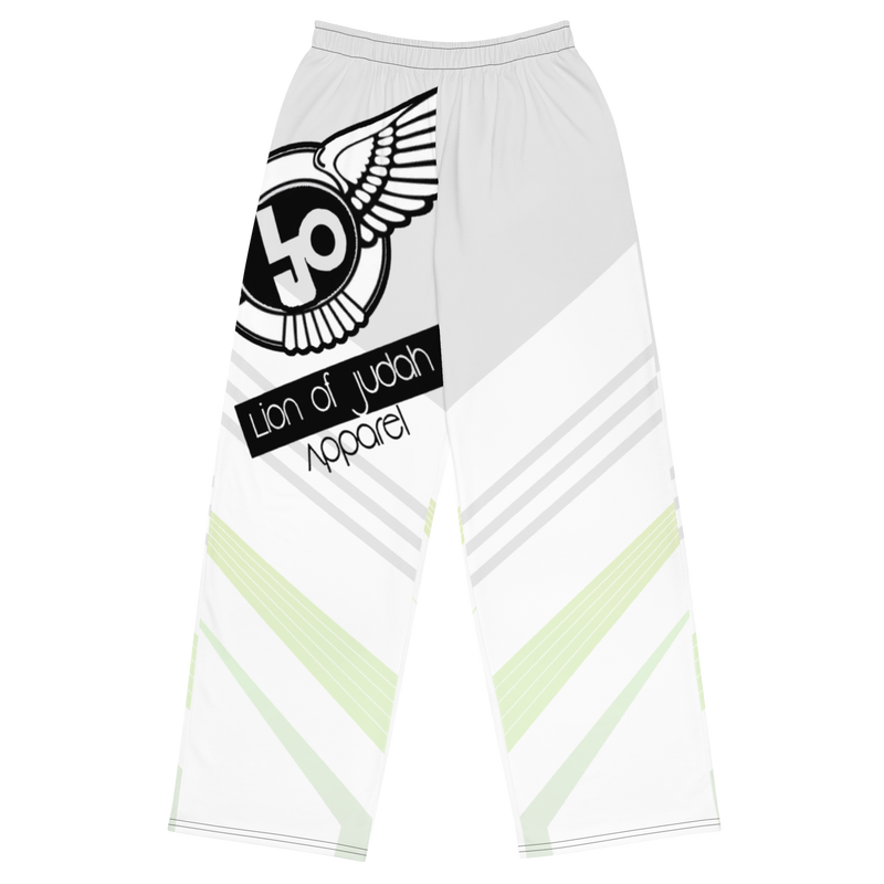 Lion Of Judah Black Logo White Yellow V Shaped Graphic Design V.6 Unisex Wide-Leg Pants