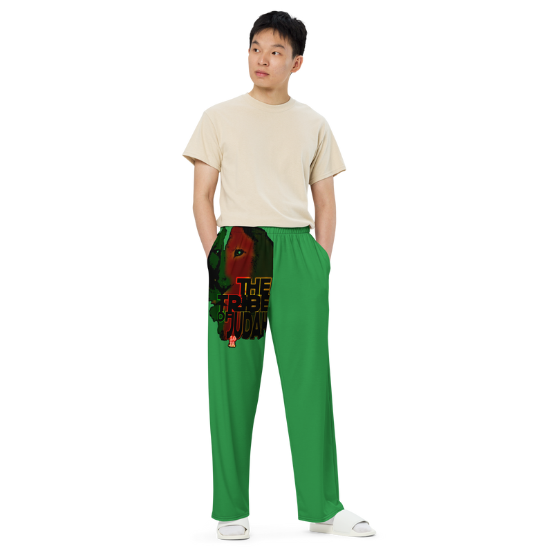 Tribe Of Judah Lion Graphic Design Green Unisex Wide-Leg Pants