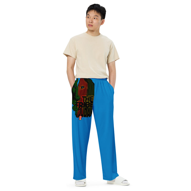 Tribe Of Judah Lion Graphic Design Navy Blue Unisex Wide-Leg Pants