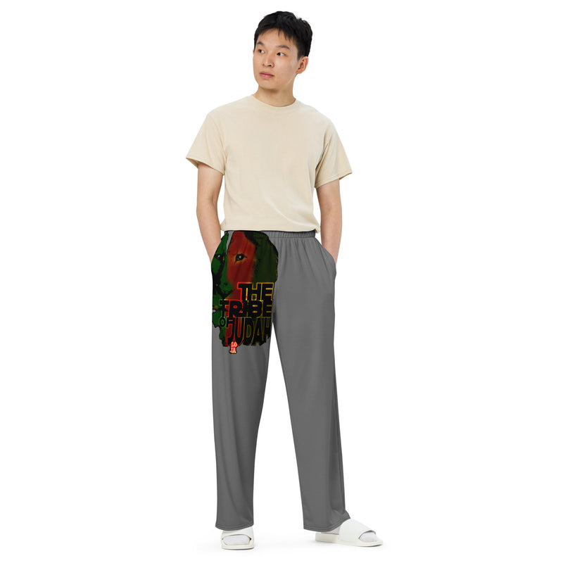 Tribe Of Judah Lion Graphic Design Grey Unisex Wide-Leg Pants
