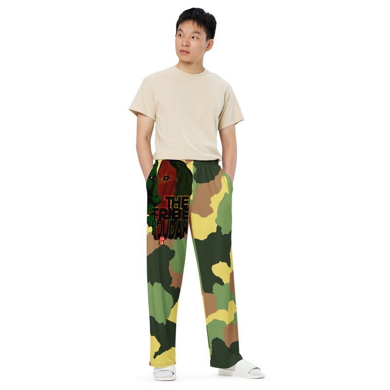 Tribe Of Judah Lion Camo Graphic Design V.1 unisex wide-leg pants