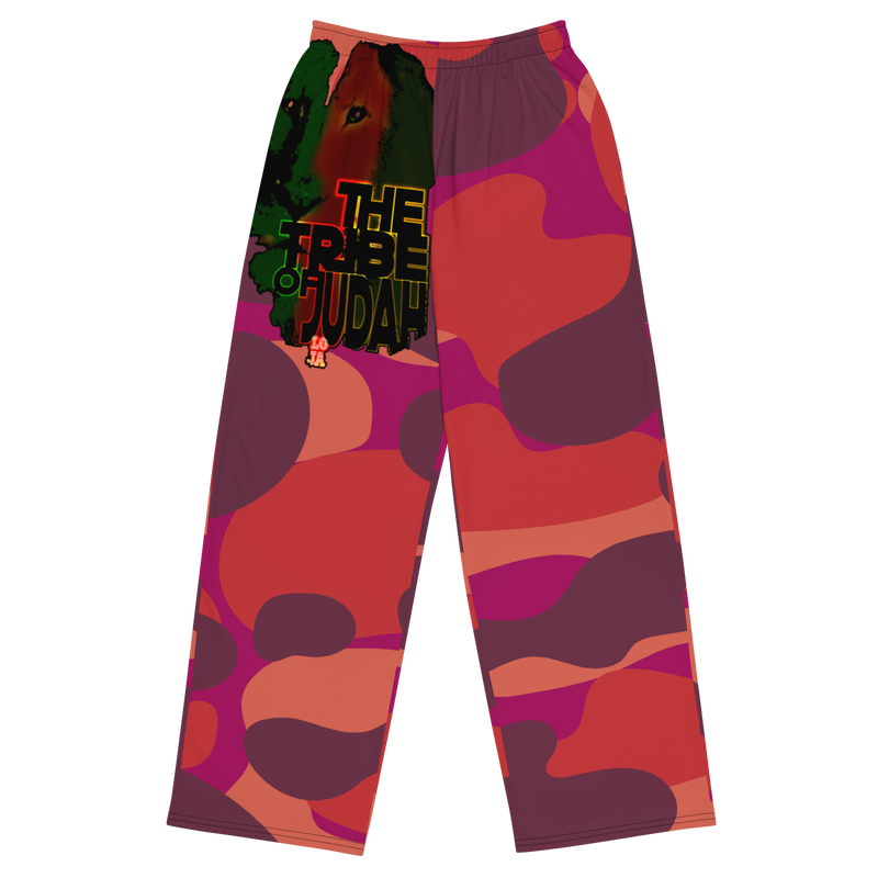 Tribe Of Judah Lion Red Camo Graphic Design V.2 Unisex Wide-Leg Pants