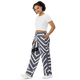 Lion Of Judah Black Logo Grey Stripe Graphic Design Unisex Wide-Leg Pants