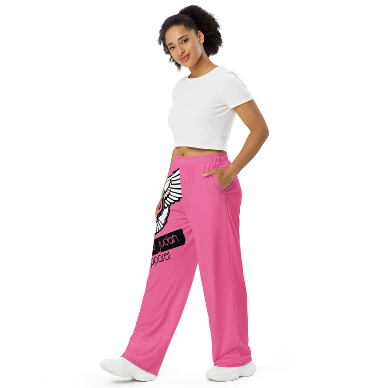 Lion Of Judah Black Logo Pink Graphic Design Unisex Wide-Leg Pants