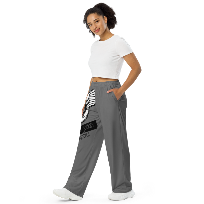 Lion Of Judah Black Logo Grey Graphic Design Unisex Wide-Leg Pants