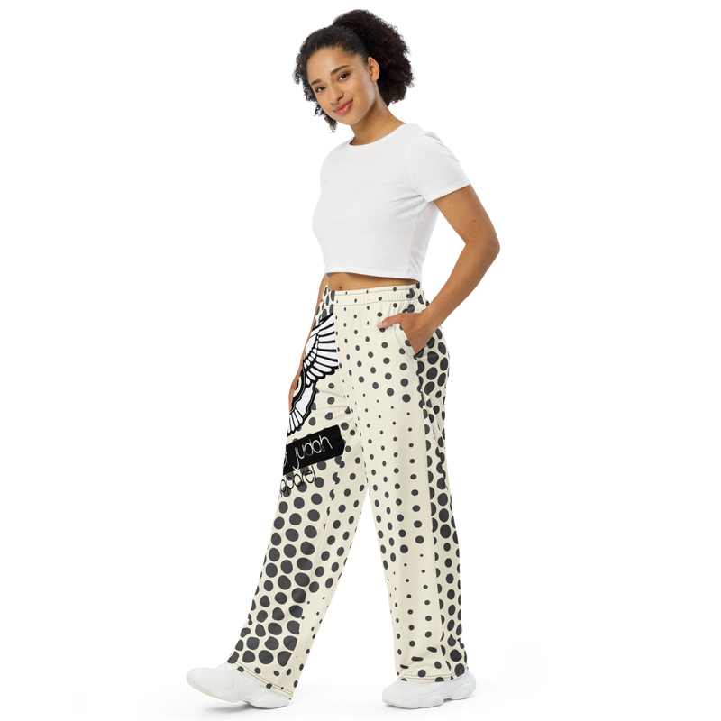 Lion Of Judah Black Logo Tan Pattern Graphic Design Unisex Wide-Leg Pants