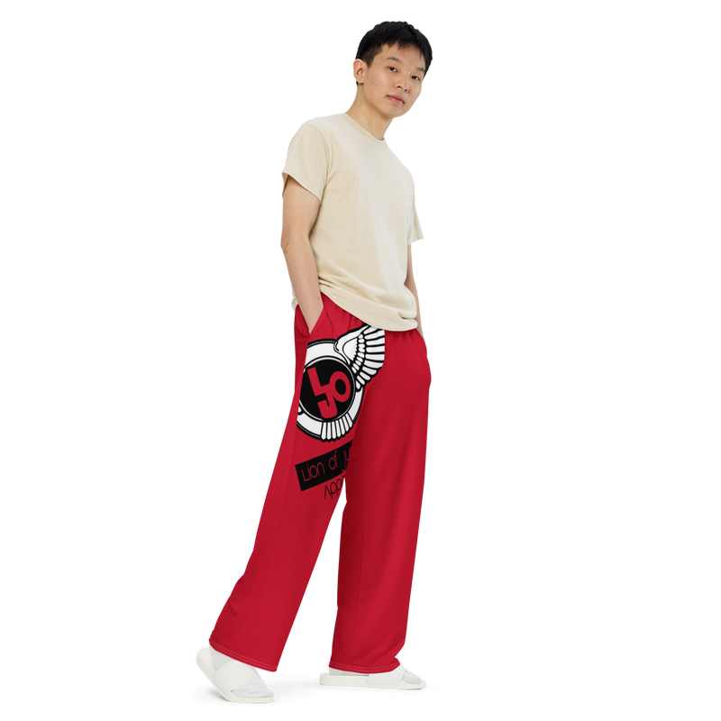 Lion Of Judah Logo Design Red unisex wide-leg pants