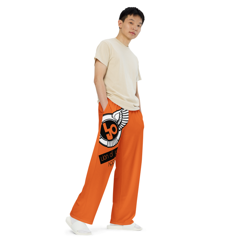Lion Of Judah Logo Design Men’s Orange unisex wide-leg pants