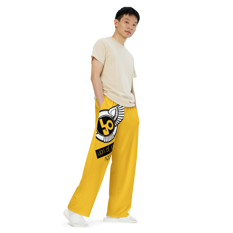 Lion Of Judah Logo Design Yellow unisex wide-leg pants