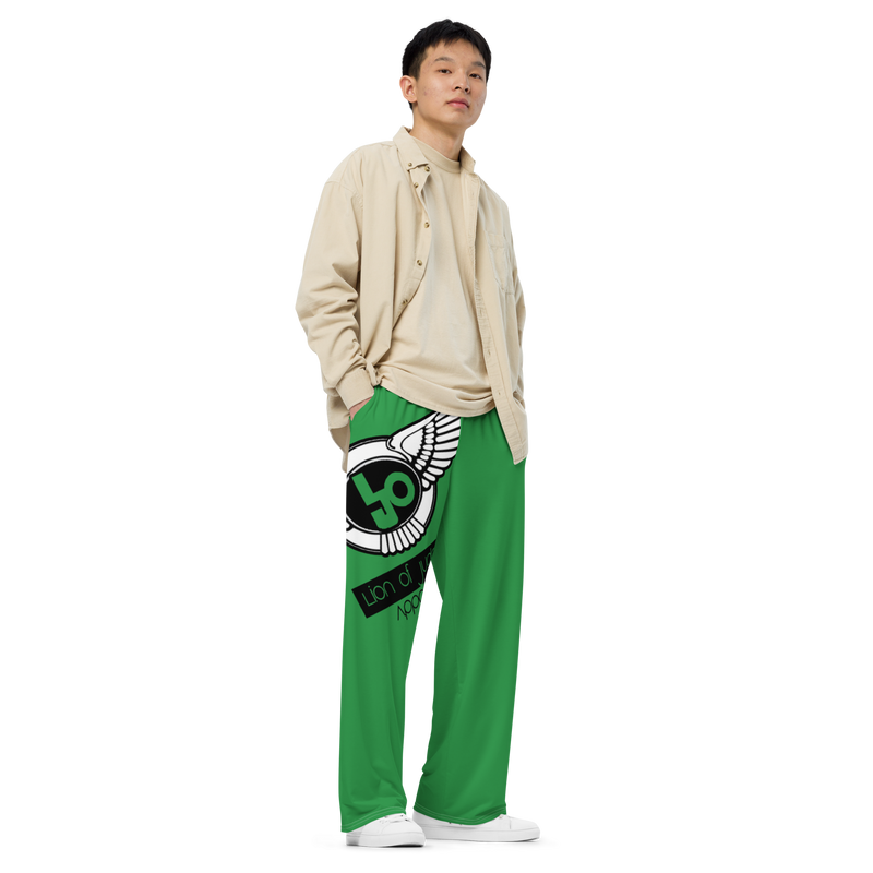 Lion Of Judah Logo Design Green Unisex Wide-Leg Pants
