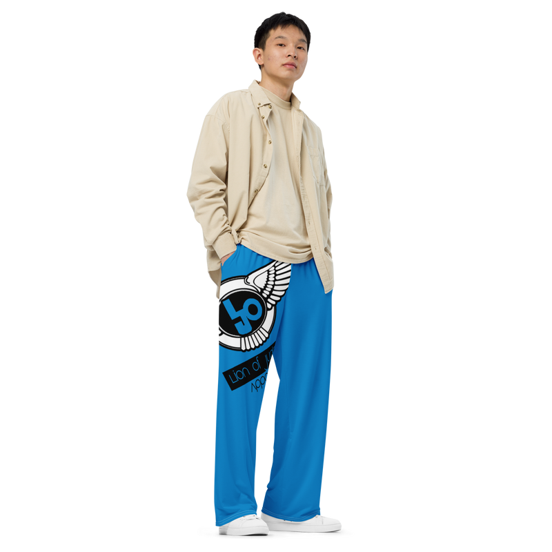 Lion Of Judah Logo Design Men’s Navy Blue Unisex Wide-Leg Pants