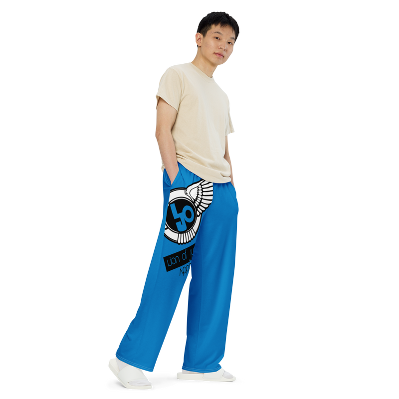 Lion Of Judah Logo Design Men’s Navy Blue Unisex Wide-Leg Pants