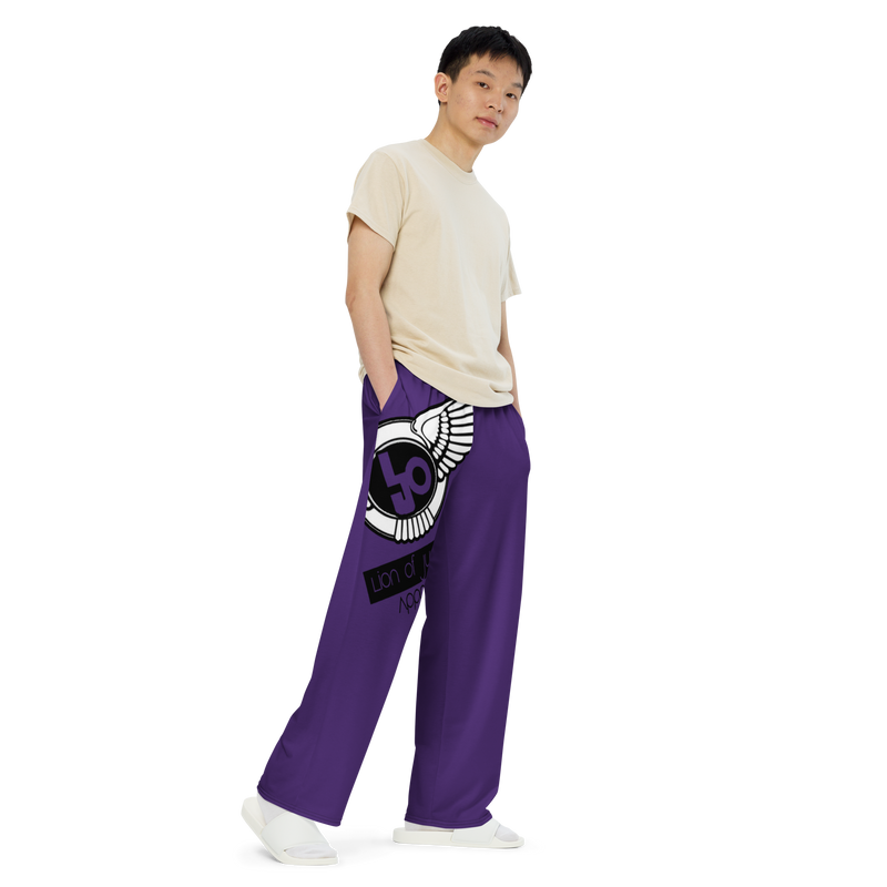 Lion Of Judah Logo Design Purple Unisex Wide-Leg Pants