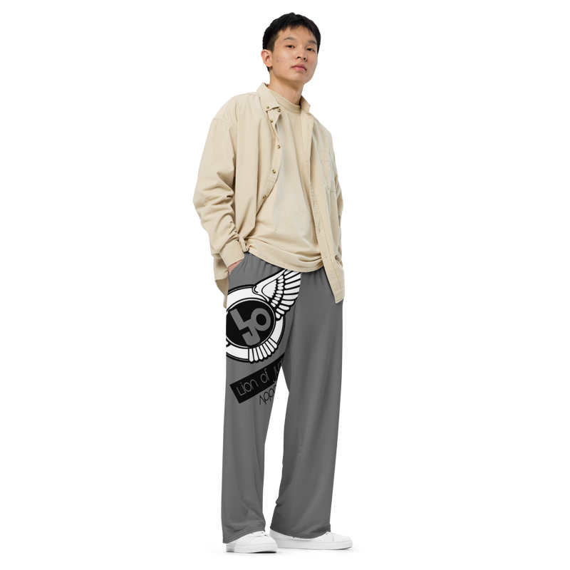 Lion Of Judah Logo Design Grey Unisex Wide-Leg Pants