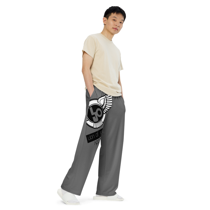 Lion Of Judah Logo Design Grey Unisex Wide-Leg Pants