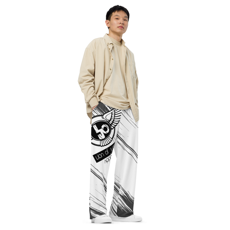 Lion Of Judah Black Logo Graphic Design Unisex Wide-Leg Pants