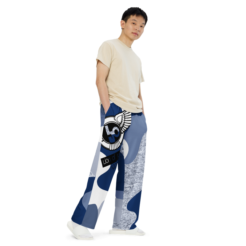 Lion Of Judah Black Logo Pattern Design Unisex Wide-Leg Pants