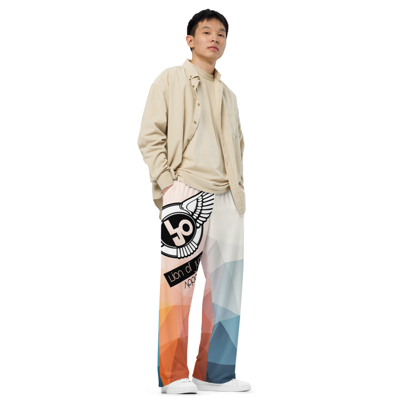 Lion Of Judah Black Logo Graphic Design V.2 Unisex Wide-Leg Pants