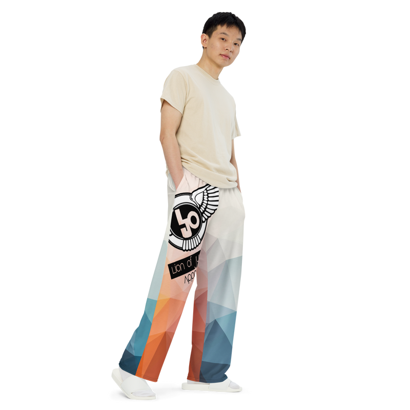 Lion Of Judah Black Logo Graphic Design V.2 Unisex Wide-Leg Pants