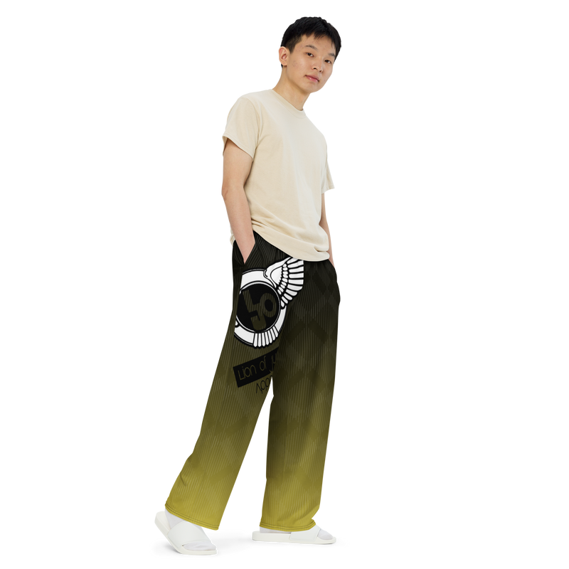 Lion Of Judah Black Logo Black Yellow fade Graphic Design V.3 Unisex Wide-Leg Pants
