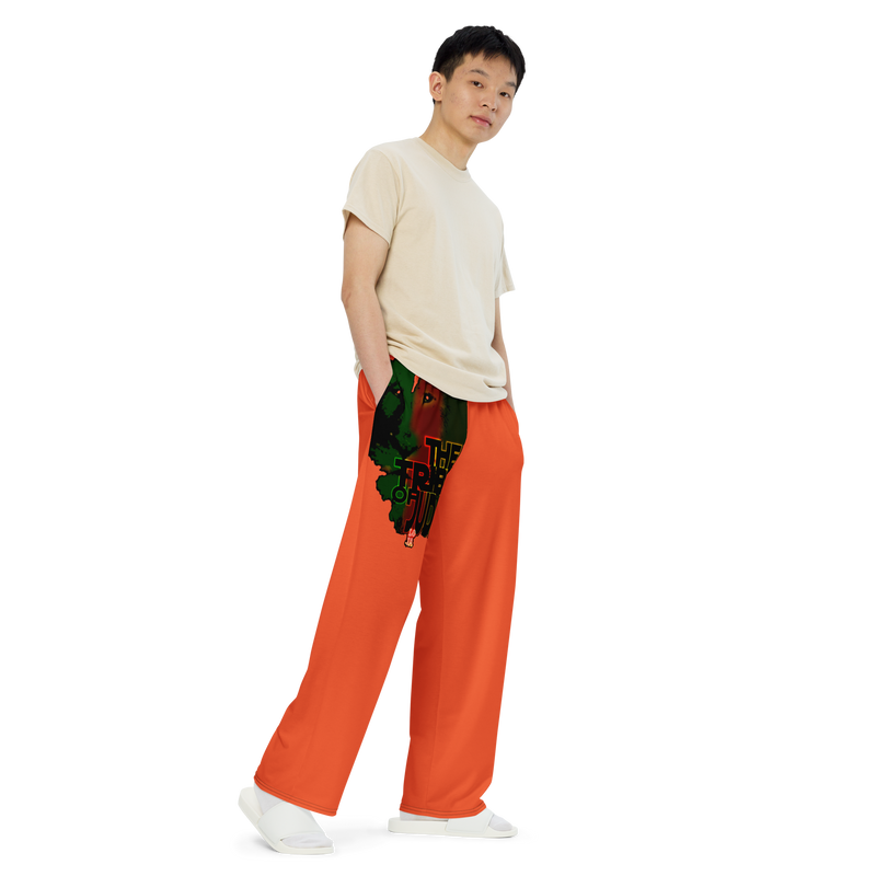 Tribe Of Judah Lion Graphic Design Orange Unisex Wide-Leg Pants