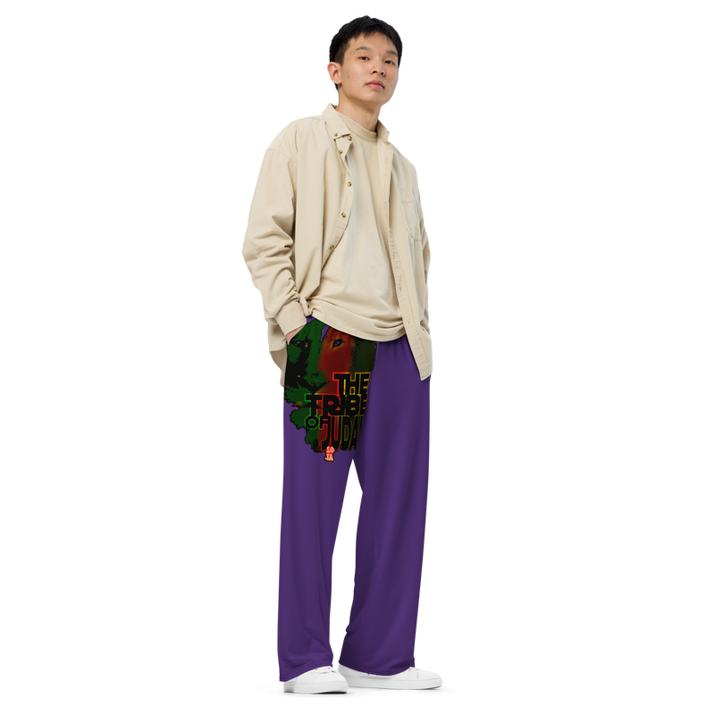 Tribe Of Judah Lion Graphic Design Purple Unisex Wide-Leg Pants