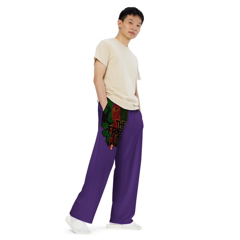 Tribe Of Judah Lion Graphic Design Purple Unisex Wide-Leg Pants