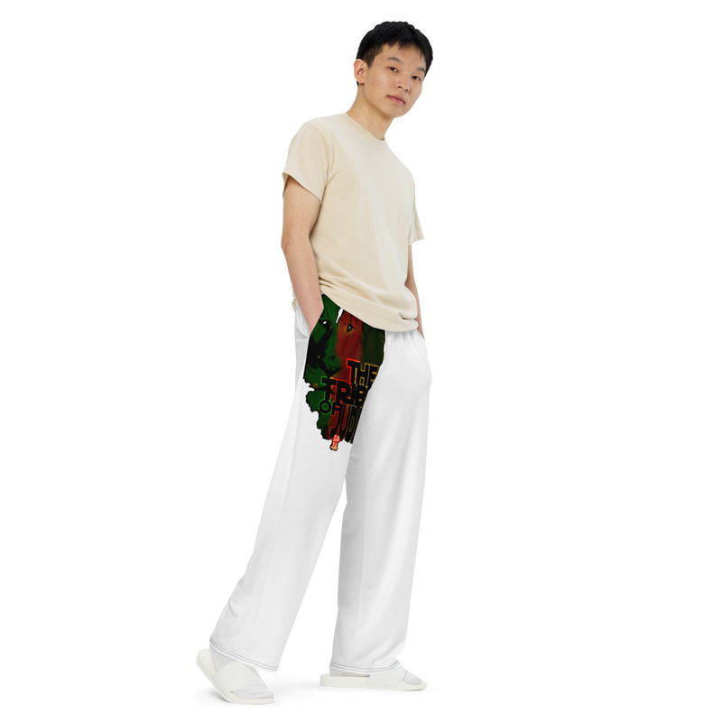 Tribe Of Judah Lion Graphic Design White Unisex Wide-Leg Pants