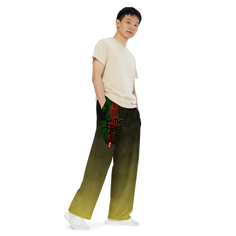 Tribe Of Judah Lion Black to Yellow Fade Graphic Design Unisex Wide-Leg Pants