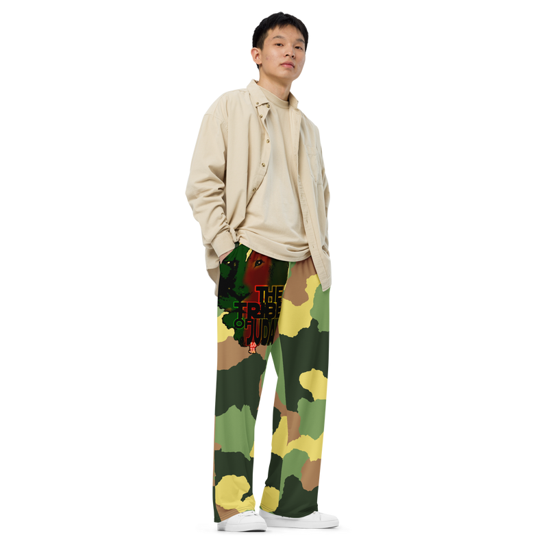 Tribe Of Judah Lion Camo Graphic Design V.1 unisex wide-leg pants