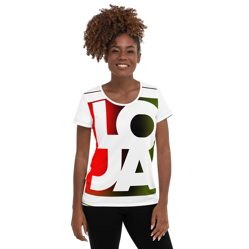 Lion Of Judah Apparel Logo REd BlacK GreeN All Over Print Women's Athletic T-shirt