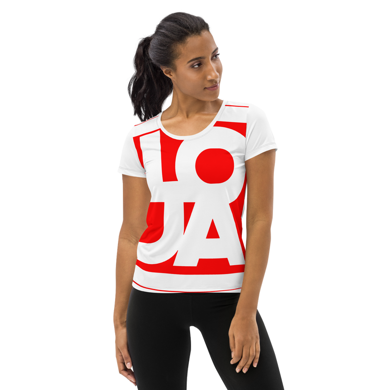 Lion Of Judah Apparel Logo Fire Engine Red All Over Print Women's Athletic T-shirt