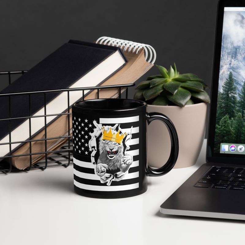 Lion Of Judah Black Glossy Mug