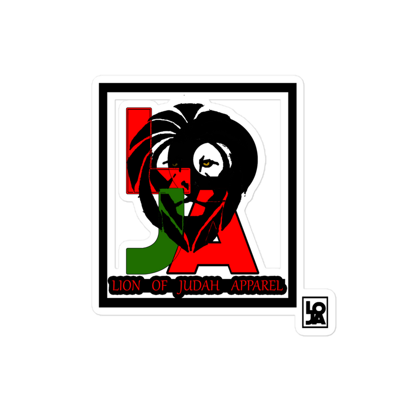 Lion Of Judah Apparel (L.O.J.A.) Design Bubble free stickers