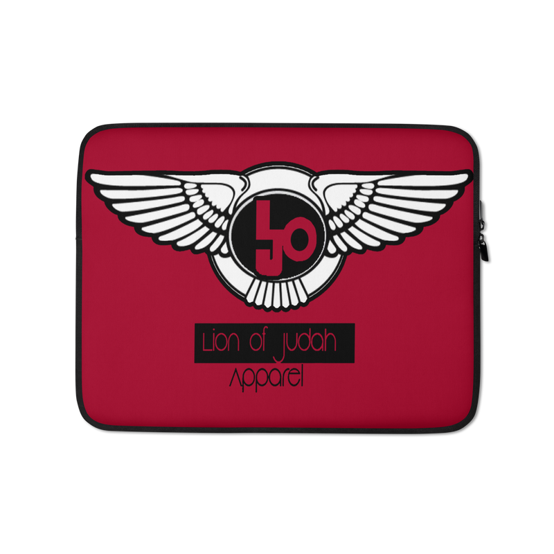 Lion Of Judah Black Logo Design Red Laptop Sleeve