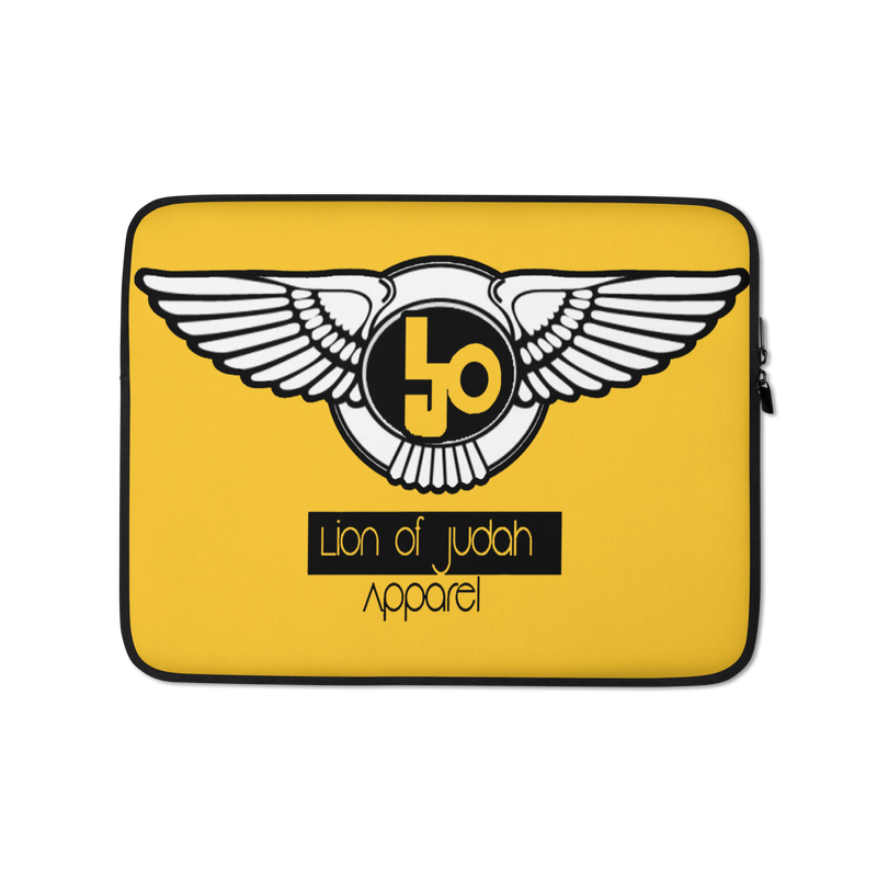 Lion Of Judah Black Logo Design Yellow Laptop Sleeve