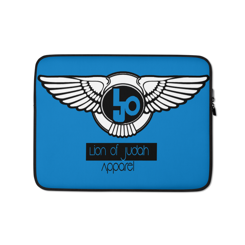 Lion Of Judah Black Logo Design Blue Laptop Sleeve