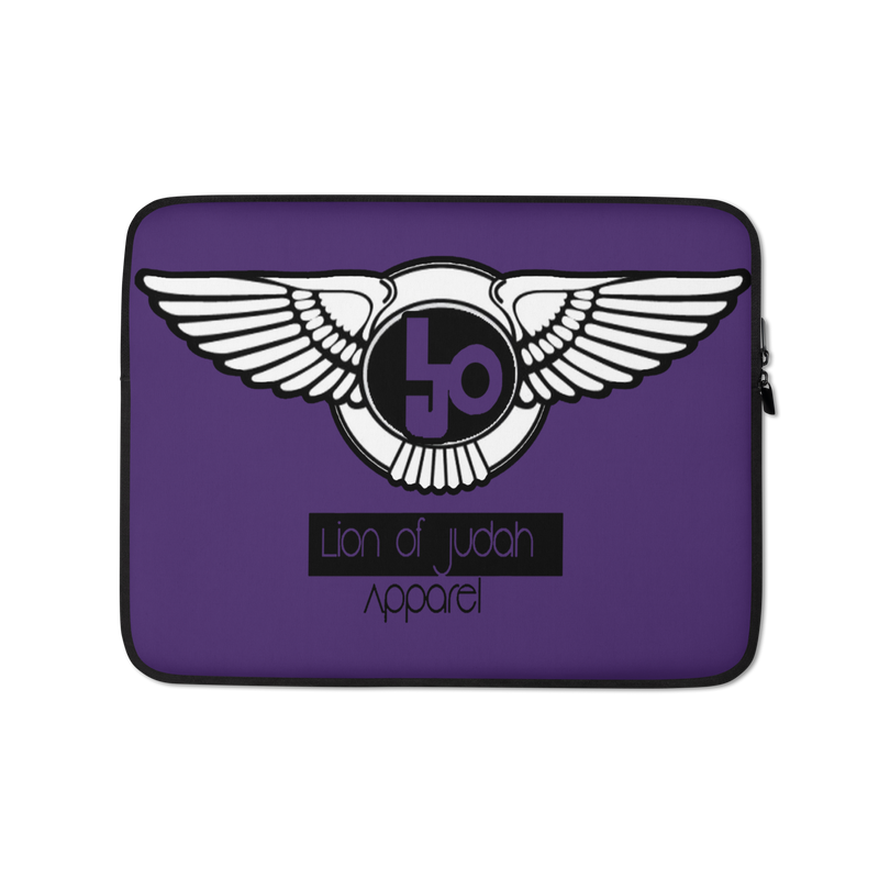 Lion Of Judah Black Logo Design Purple Laptop Sleeve