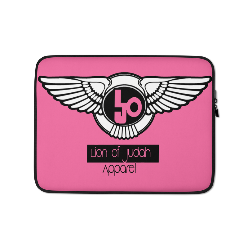 Lion Of Judah Black Logo Design Pink Laptop Sleeve