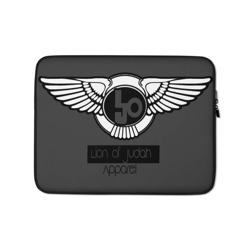 Lion Of Judah Black Logo Design Grey Laptop Sleeve