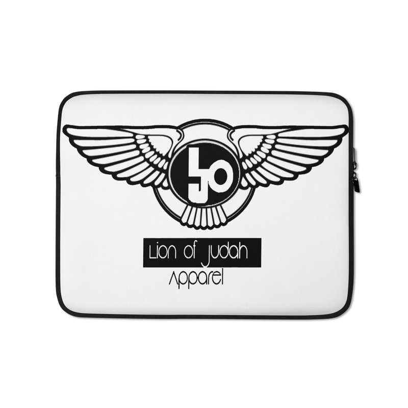 Lion Of Judah Black Logo Design White Laptop Sleeve