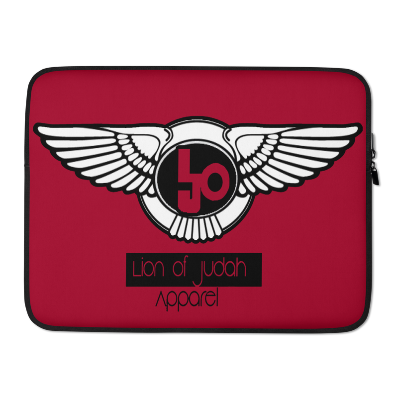 Lion Of Judah Black Logo Design Red Laptop Sleeve