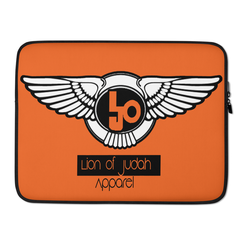 Lion Of Judah Black Logo Design Orange Laptop Sleeve
