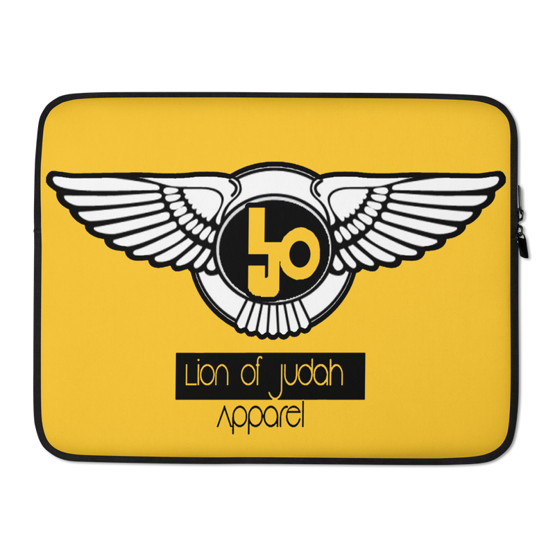 Lion Of Judah Black Logo Design Yellow Laptop Sleeve