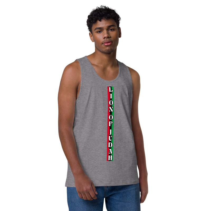 Lion of Judah (R.B.G) Red Black Green logo Design Men’s premium tank top