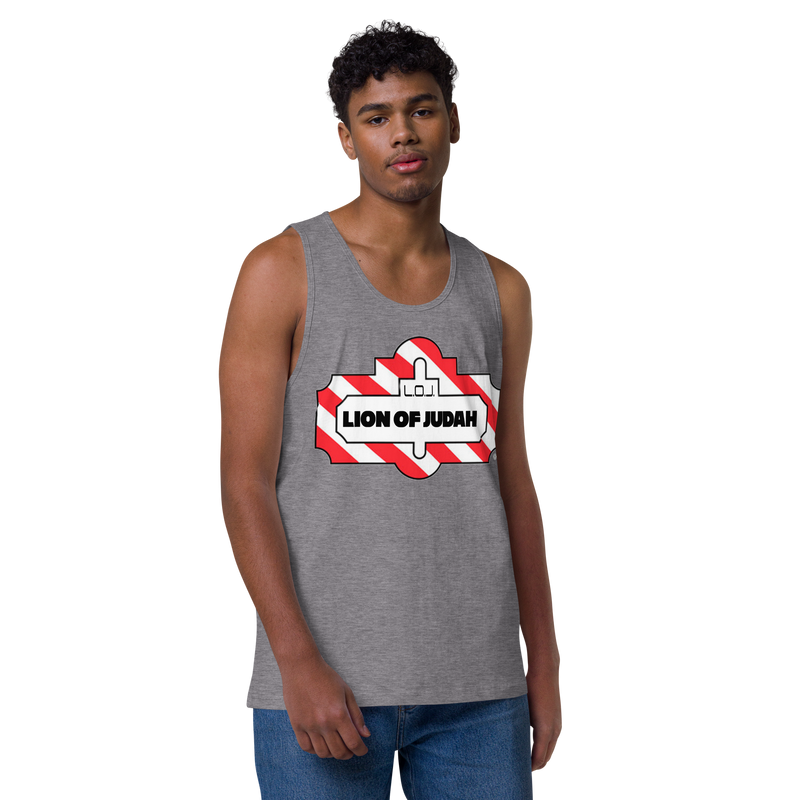 Lion Of Judah Friday Wordplay Spinoff Design Men’s premium tank top