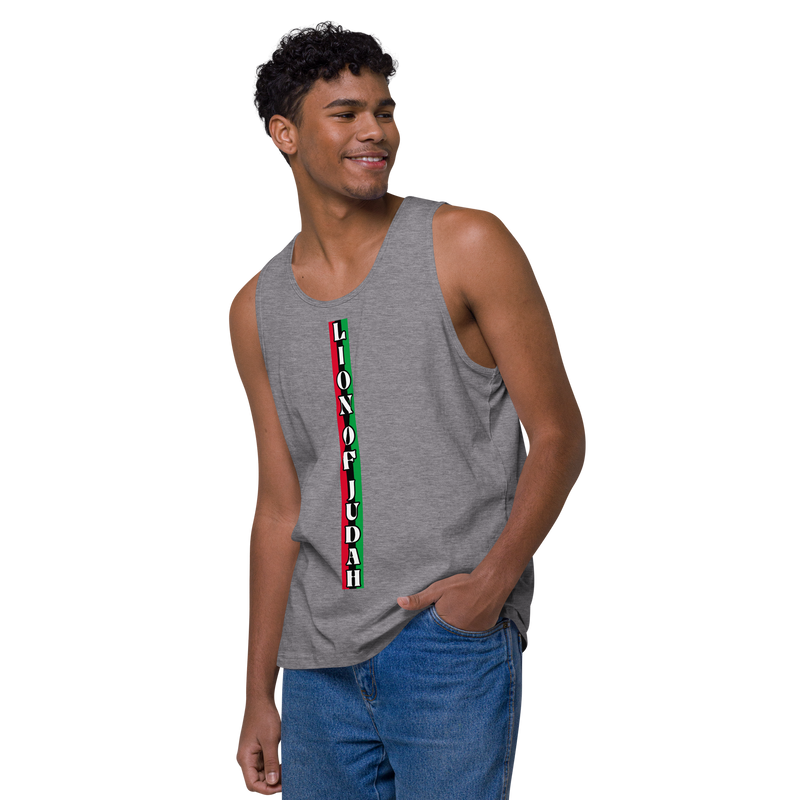 Lion of Judah (R.B.G) Red Black Green logo Design Men’s premium tank top