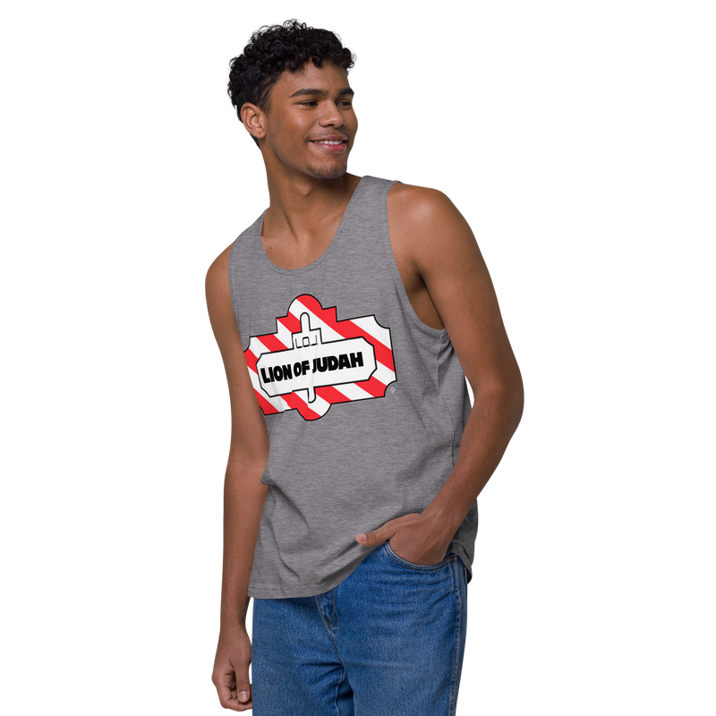 Lion Of Judah Friday Wordplay Spinoff Design Men’s premium tank top